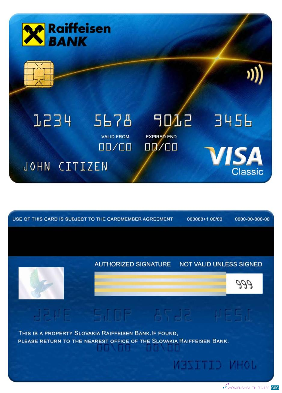Download Slovakia Raiffeisen Bank visa classic card Photoshop template